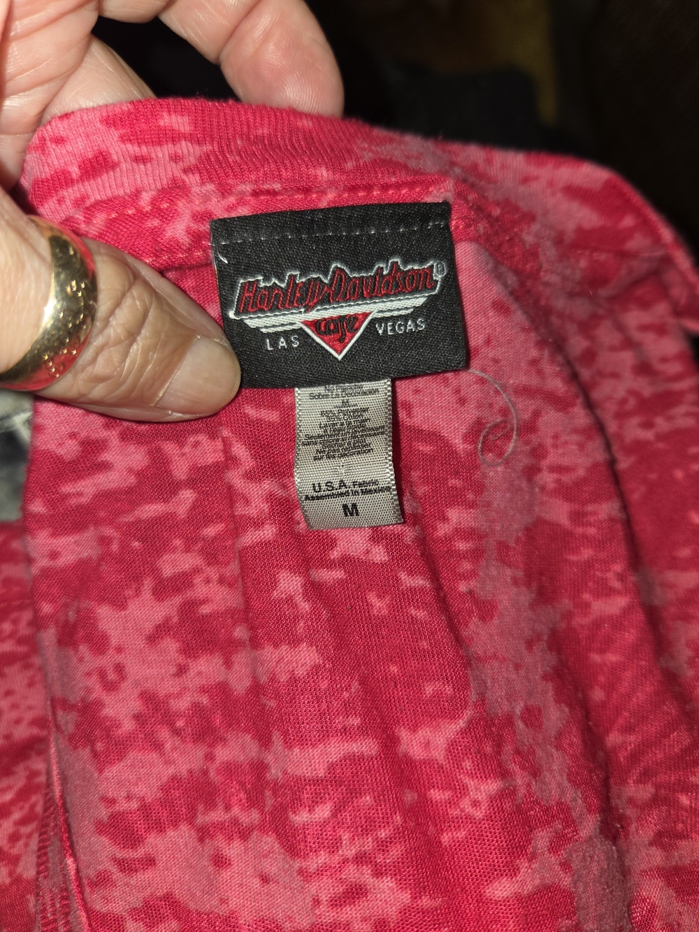 Harley-Davidson Women's Raspberry Red Rhinestone V-Neck Tee - Picture 5 of 5